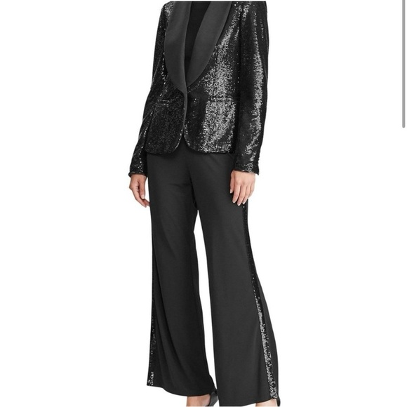 Ralph Lauren Women’s Sequin Single Breast Lined Heavy Blazer Jacket Size 6 - Picture 15 of 16